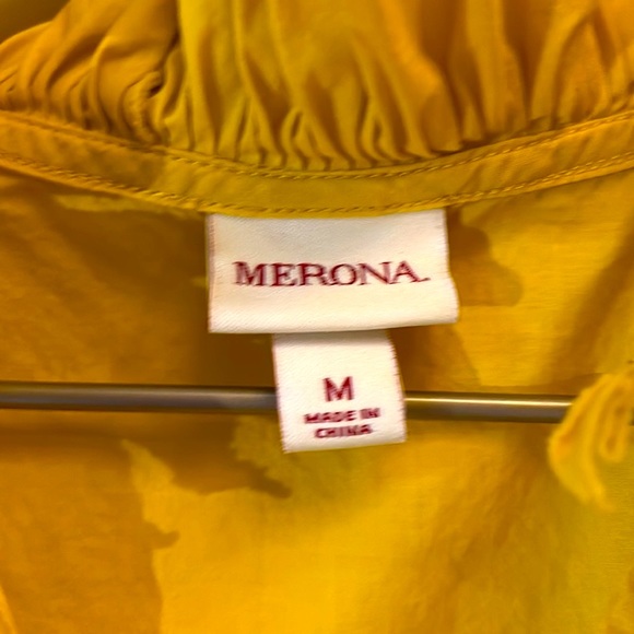 Merona ruffle collar sleeveless tank side zip golden yellow - Picture 5 of 6